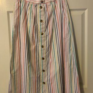 JCREW Button Poplin Skirt, JCREW long skirt, Striped Long Skirt, Work Skirt